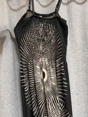 Shoreline Black Maxi Dress with Cream Sunburst Print